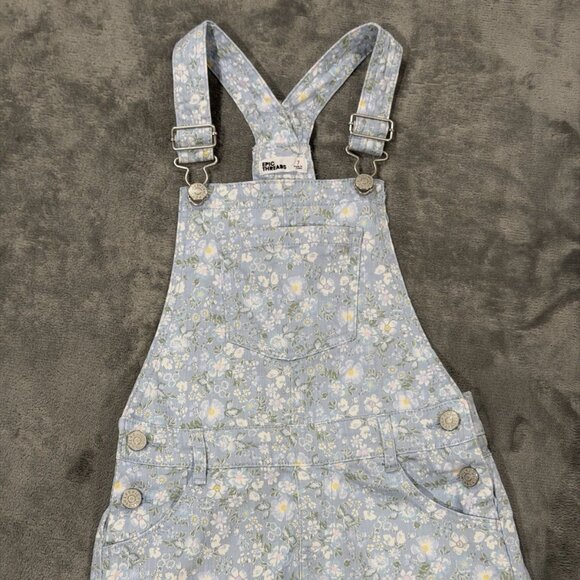 Epic Threads Girls Floral Shortalls Overalls Rompers Size 7 Blue Daisy - Picture 1 of 3